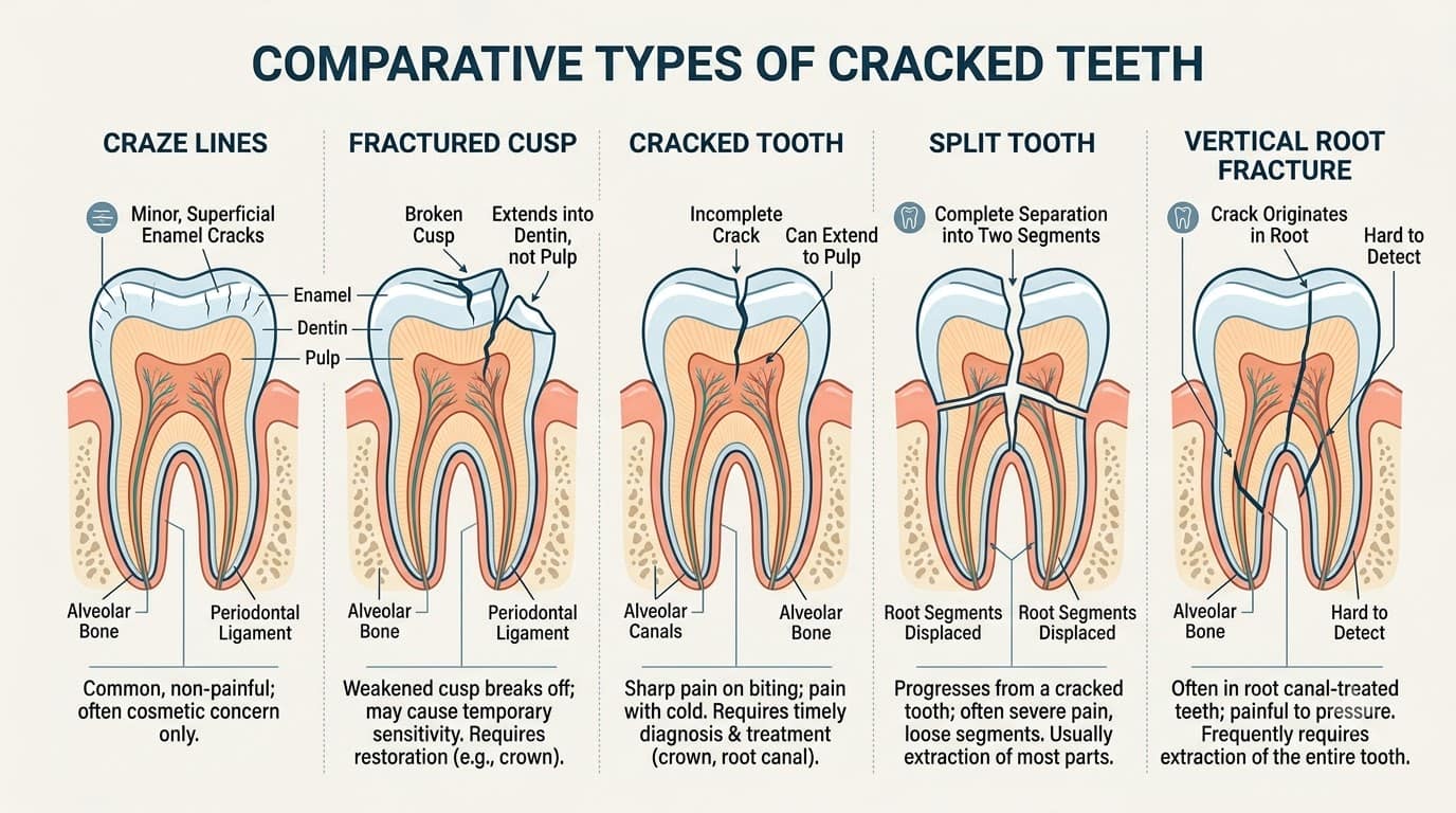 Cracked Tooth Syndrome, Types of Cracked Teeth